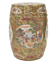 CHINESE ROSE MEDALLION PORCELAIN GARDEN SEAT