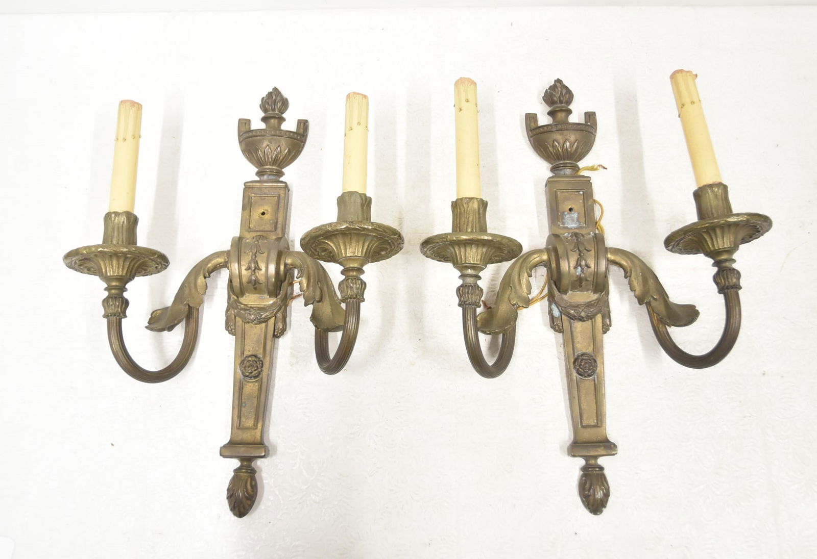 (Pr) FRENCH STYLE 2-LIGHT BRONZE SCONCES (1 of 5)