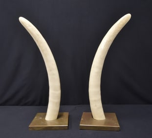 PAIR DECORATIVE FAUX IVORY TUSKS