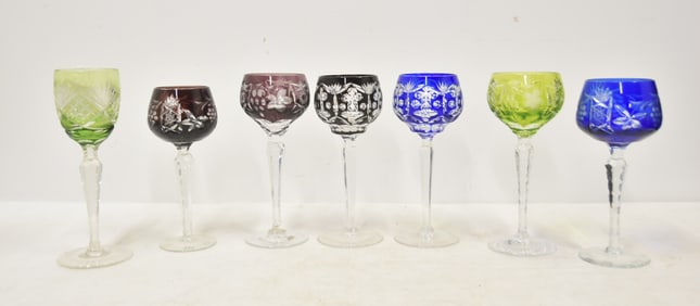 (7) CZECH ? CUT TO CLEAR WINE GLASSES