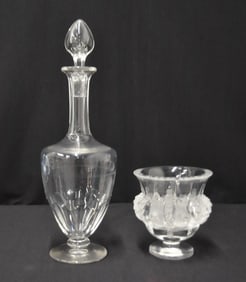 BACCARAT DECANTER / LALIQUE DAMPIERRE VASE