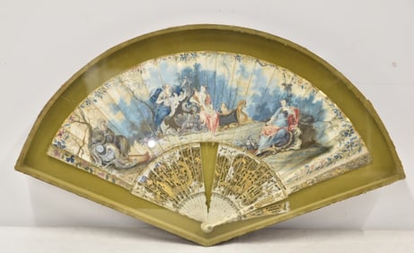 ANTIQUE HAND PAINTED FAN WITH MYTHOLOGICAL FIGURES