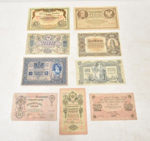 (9) IMPERIAL RUSSIAN & AUSTRIAN BANK NOTES