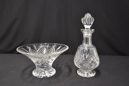 WATERFORD CRYSTAL DECANTER & FOOTED BOWL