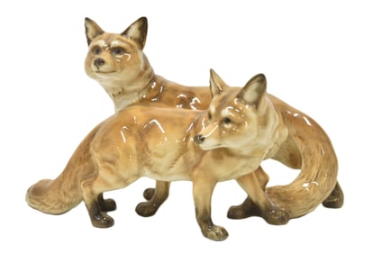 HUTSCHENREUTHER PORCELAIN FOX PAIR GROUPING
