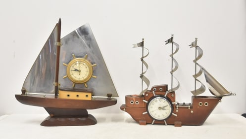 (2) UNITED ELECTRIC CLIPPER SHIP CLOCKS