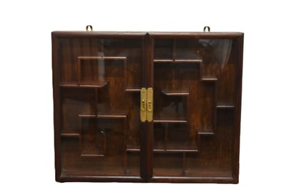 2-DOOR CHINESE ROSEWOOD SNUFF DISPLAY CABINET