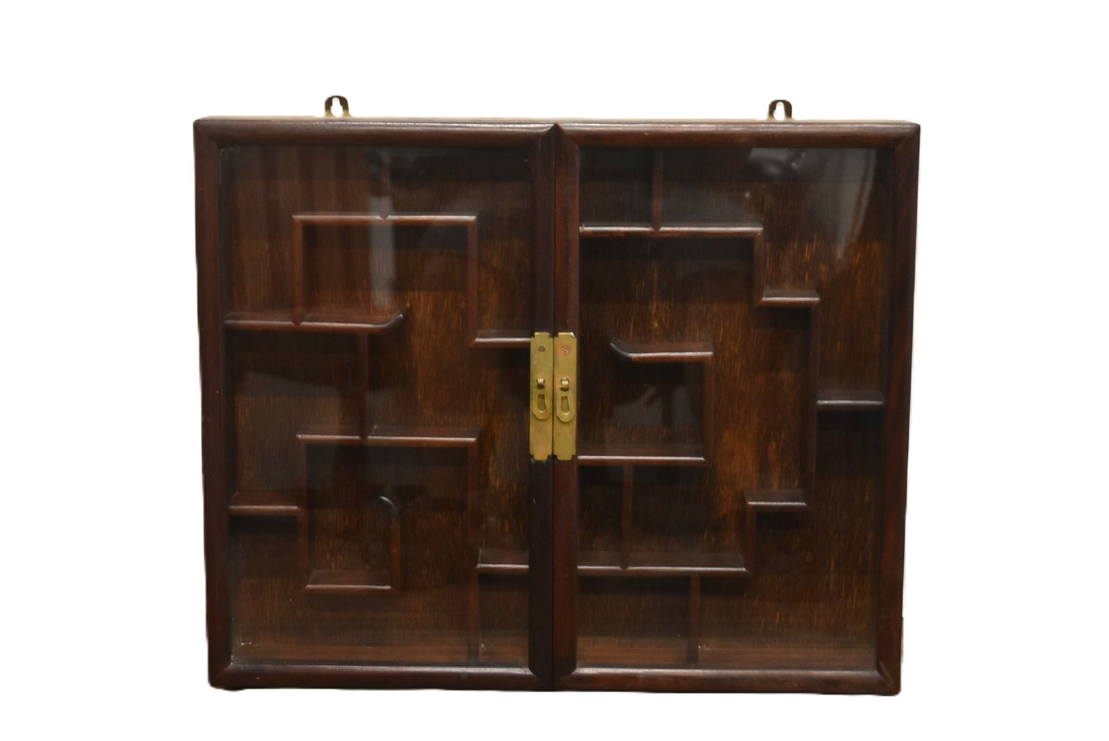 2-DOOR CHINESE ROSEWOOD SNUFF DISPLAY CABINET (1 of 11)