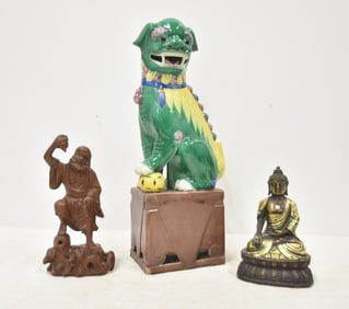 (3) CHINESE FOO DOG / BUDDHA / CHINESE WOOD MAN