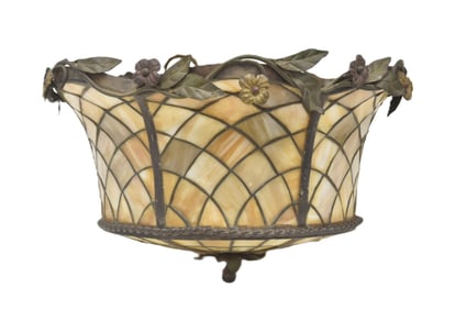 ANTIQUE LEADED GLASS HANGING FIXTURE
