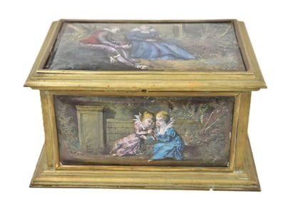 FRENCH BRONZE & LIMOGES ENAMEL DRESSER BOX