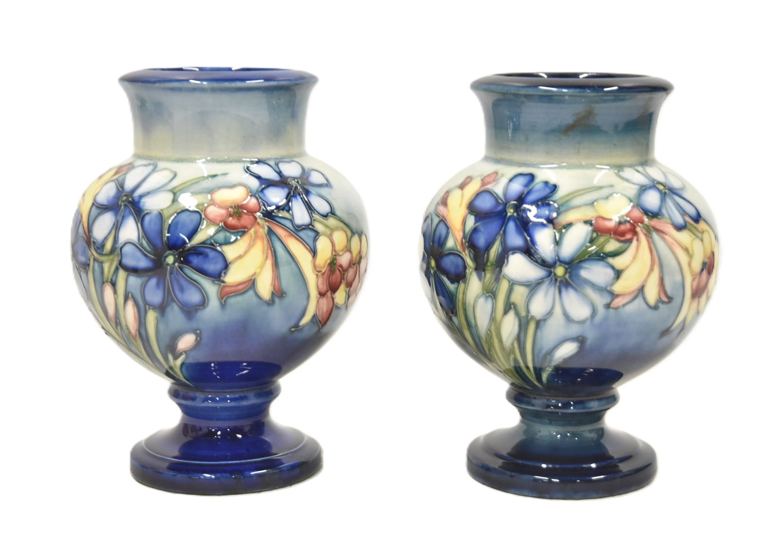 PAIR MOORCROFT "SPRING FLOWERS" VASES (1 of 11)