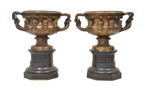 (Pr) LARGE 19thC BARBIDIENNE BRONZE WARWICK VASES