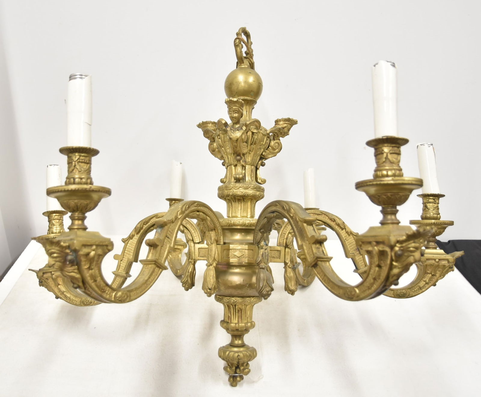 LARGE FRENCH STYLE BRONZE FIGURAL CHANDELIER (1 of 14)