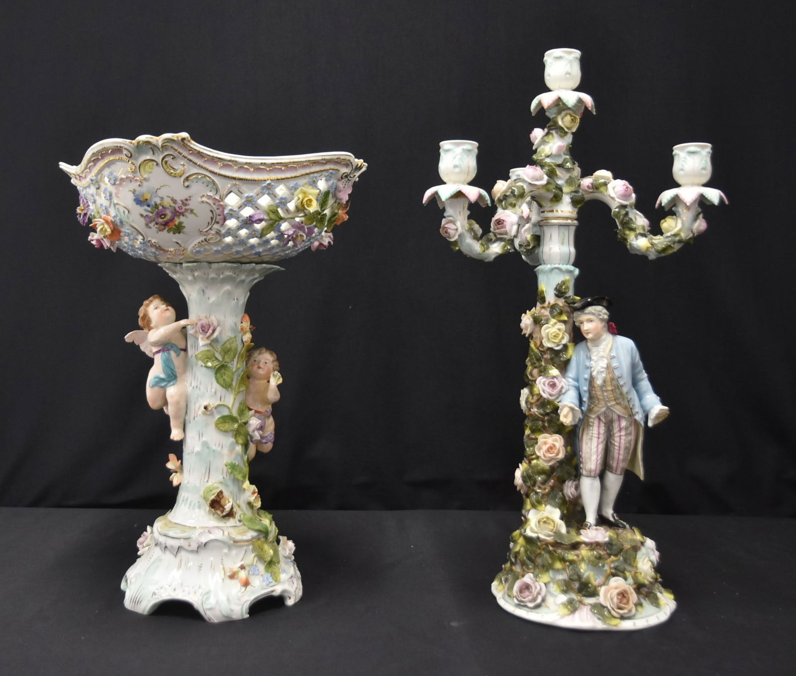 GERMAN PORCELAIN CANDELABRA & PEDESTAL BASKET (1 of 20)