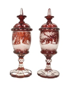 (Pr) RUBY BOHEMIAN LIDDED URNS