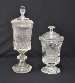 (2) 19th CENTURY ETCHED CHALICE GOBLETS