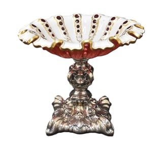 LARGE BOHEMIAN OVERLAY CENTER PIECE BOWL