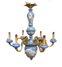 LARGE SEVRES STYLE 6-LIGHT CHANDELIER