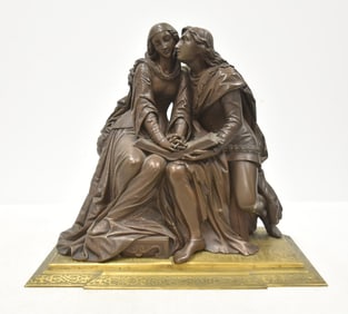 VICTOR PAILLARD BRONZE ROMANTIC COUPLE SCULPTURE