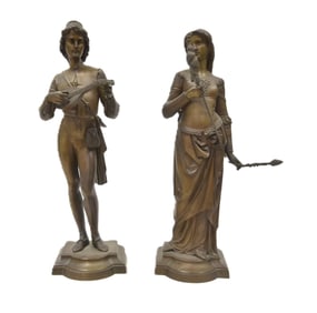 EDOUARD HENRI DELESALLE , PAIR BRONZE FIGURES