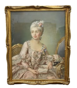 ATTR LOUIS MICHEL VAN LOO , PASTEL PORTRAIT