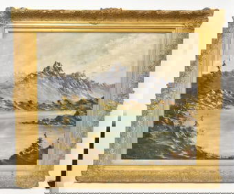 JOESF PILLMEIER , OIL ON PANEL ALPINE LANDSCAPE