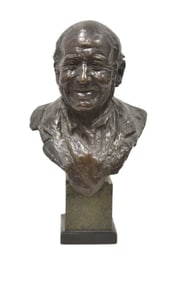 MARY POWNALL BROMET , BRONZE BUST OF MAN