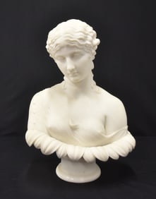 ANTIQUE CARVED MARBLE BUST OF CLYTIE