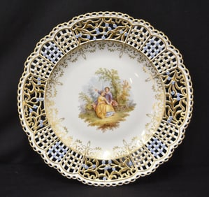 MEISSEN OPENWORK COURTING COUPLE PLATE