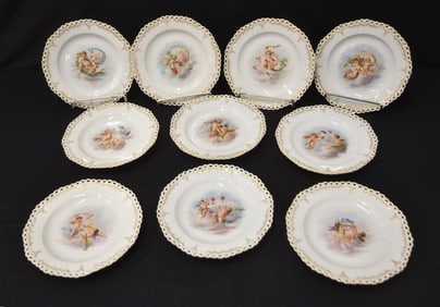 (10) KPM BERLIN PORCELAIN CUPID PLATES