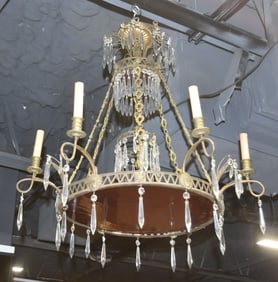 RUSSIAN GILT BRONZE CHANDELIER WITH RUBY GLASS