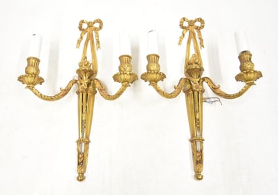 (Pr) FRENCH GILT BRONZE SCONCES