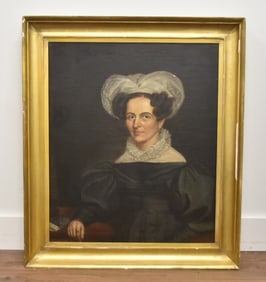 AMERICAN SCHOOL OIL ON CANVAS PORTRAIT OF LADY