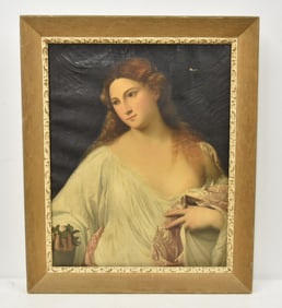 AFTER TITIAN , 19thC OIL ON CANVAS FLORA