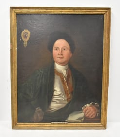 AMERICAN SCHOOL OIL ON PANEL PORTRAIT OF MAN