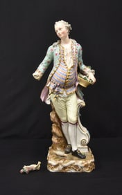LARGE MEISSEN PORCELAIN GARDENER FIGURE