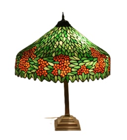 LARGE UNIQUE LEADED GLASS TABLE LAMP