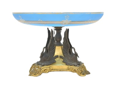 NAPOLEON III STYLE BRONZE & OPALINE TAZZA