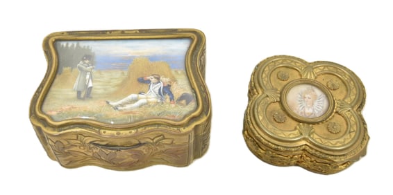 (2) FRENCH BRONZE TRINKET BOXES