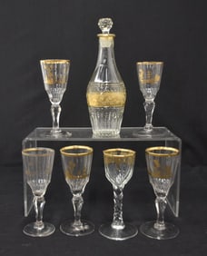 ANTIQUE GERMAN GLASS GILT DECORATED CORDIAL SET