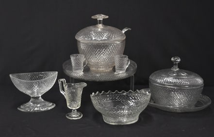 (9)pc GROUPING OF ANTIQUE CUT GLASS