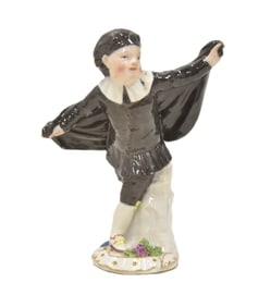 19thC MEISSEN CHILD MODELED AS SCARAMOUCHE