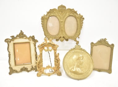 (4) BRONZE PICTURES FRAMES & BRONZE PLAQUE