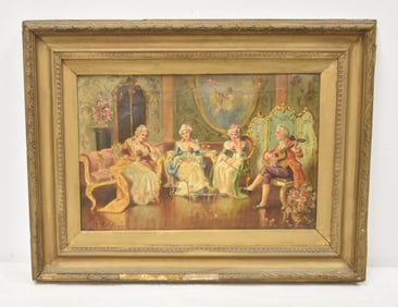 OIL ON CANVAS PARLOR SCENE