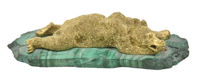 RUSSIAN BRONZE & MALACHITE BEAR