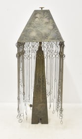 ANTIQUE ARTS & CRAFTS COPPER & WOOD TABLE LAMP