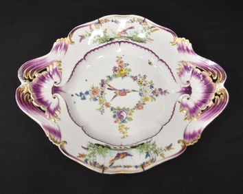 ANTIQUE MEISSEN PORCELAIN TWIN HANDLE PLATTER