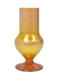 LCT TIFFANY FAVRILE RIBBED PEDESTAL VASE