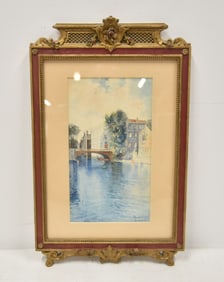 F.CAPUTO , WATERCOLOR VENICE CANAL SCENE